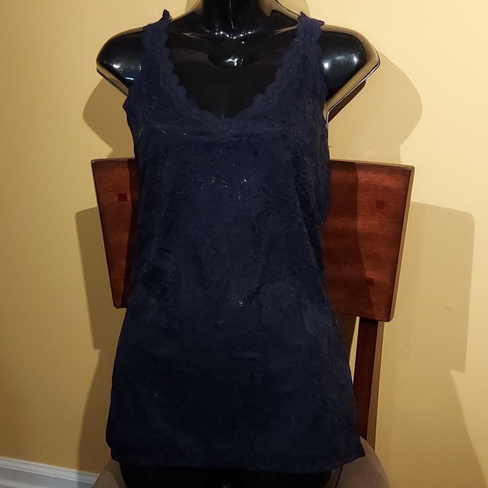 Navy Allover Lace Cami